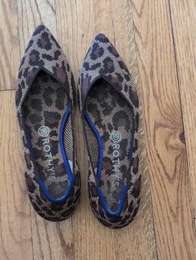 Rothy's Women's Leopard Pointed Toe Flat in Brown